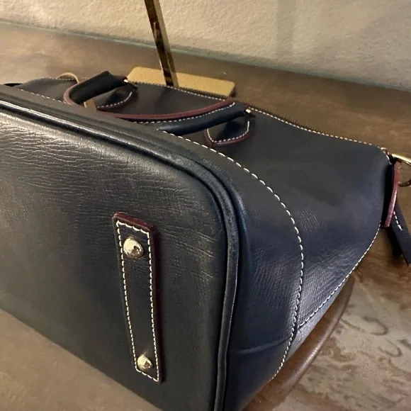 Dooney & Bourke Navy Leather Satchel - Picture 11 of 16